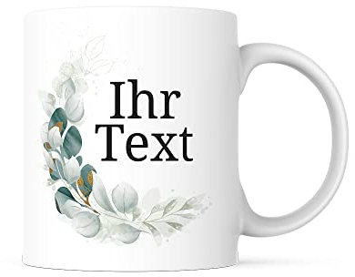 STEMPEL-FABRIK – personalisierbare Keramiktasse mit Namen – Aquarell Motiv Mondsichel – bedruckte Kaffeetasse ideal geeignet für den Genuss von Kaffee und Tee – Geschenkidee für jeden Anlass