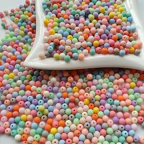 DAHI - Perles à enfiler - Lot d’environ 1800 perles - En acrylique - Multicolores - Perles rondes pour la fabrication des bracelets et bijoux (0.6)