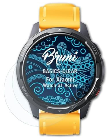 Bruni Protecteur d'écran compatible avec Xiaomi Watch S1 Active Film Protecteur, cristal clair Écran protecteur (2X)