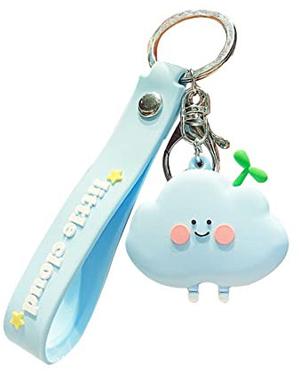 Asudaro Soft Rubber Cloud Schlüsselanhänger, Wolken Anhänger Schlüsselbund Deko Keychain für Frauen und Mädchen Tasche Anhänger, Blau