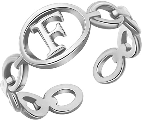 OAKKY Damen Mädchen Initialen Kette Buchstaben Ringe A-Z Alphabet Erklärung Verlobung Hochzeitsring
