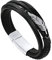 Bandmax Bracelet Homme Cuir 19cm, Cordon Tressé en Cuir Microfibre avec Ornement Plume et Fermoir Acier Inoxydable