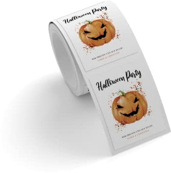 Flaschenetiketten drucken lassen | Design Halloween | personalisiert mit deinem Text | Etikettenpapier | 60 x 80 mm | Kürbis | Stückzahl wählbar (100 Stück)