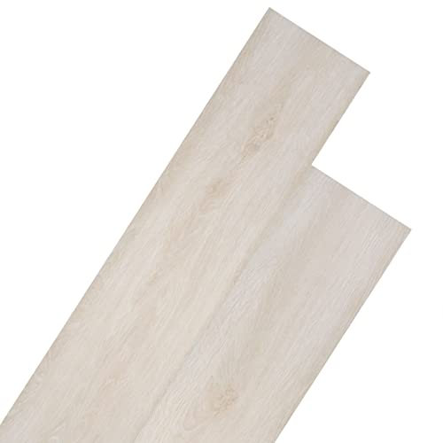 YuMeng PVC Laminat Dielen, PVC Bodenbelag, Bodenfliesen, Boden Folie, Laminat Boden, 5,26 m² 2 mm Eiche Klassisch Weiß