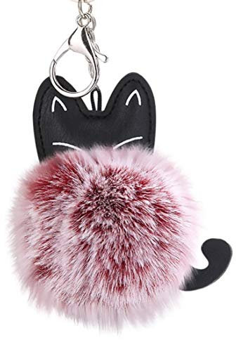Chat mignon porte-clés pendentif femmes porte-clés porte pompon porte-clés vin rouge durable et pratique