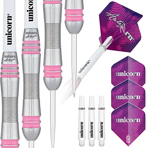 Unicorn Darts Unicorn Autogramm, Stil 2, Dartpfeile mit Stahlspitze, Silber/Pink, 65 G