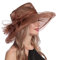 Huakunda Damen Organza Hut Kirchenhüte Faltbarer mit Blume breite Krempe Fascinators Hut für Hochzeit Tea Kirche Party (Kaffee)