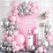 Ghirlanda di Palloncini Rosa Argento, 100 Pezzi, Colore Argento Metallizzato, Rosa, con Lattice Rosa, Metallizzato, Argento, per Compleanno, Matrimonio, Baby Shower, Addio al Nubilato, Decorazione