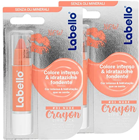 Labello Crayon Lipstick Nackte Farbe Bleistift Lippen Burrocacao mit Angereichert Formel Natürliche Feuchtigkeitsspendende Nährende - 2 Sticks