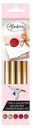 Aladine - 4 Wachsstifte Gold Gold – Siegel Wachs – für Wachspistole – Ideal für Hochzeit, Taufe, Geburt, Briefe, Speisekarten & Geschenke