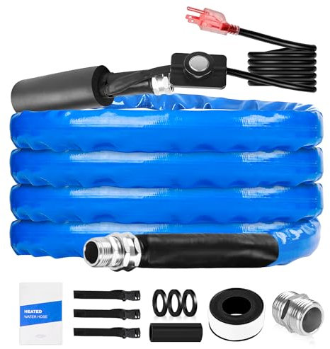 YIZBAP Beheizter Trinkwasserschlauch für Wohnmobile, 4,6 m Innendurchmesser, Frostschutz bis -28 °C, mit energiesparendem Thermostat, inklusive 3/4-Zoll-Adapter