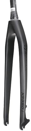 LHHL Fibre De Carbone Fourche Rigide VTT 26/27.5/29 Tube Conique 1-1/8 Frein À Disque Fourche Avant Vélo De Montagne sans Filetage Fourche Vélo QR 9x100mm (Color : Black Glossy, Size : 29)