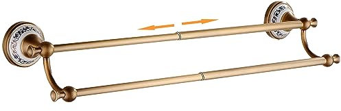 Antike Bronze Messing Doppel Handtuch Bar, justierbare 15.5 bis 27.5 Zoll Bad Handtuch Bar Rack für Badezimmer Handtuch Halter, Porzellan Design