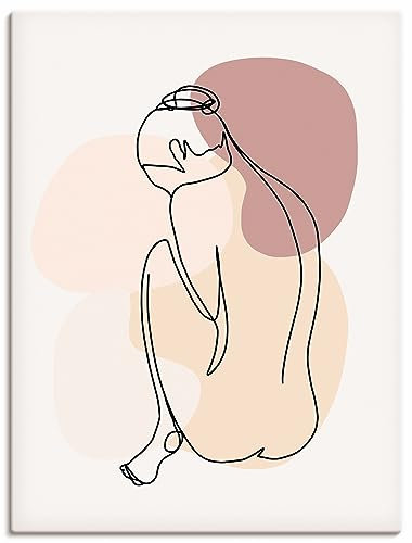 ARTLAND Wanddeko Leinwand Bilder Wandbild 60x80 cm Minimalismus Abstrakte Kunst Linie Frau Model Figur Rücken U4SD