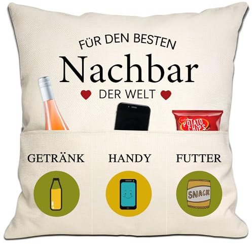 Bommex Nachbar Geschenk für Männer Kissenbezüge 18x18 Zoll Mit 3 Taschen - Danke Und Geburtstagsgeschenk