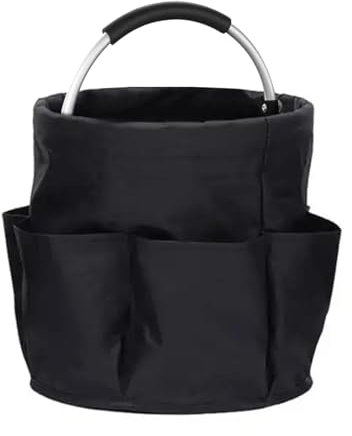 MENAYODA Putzmittel Organizer,Multifunktionaler Aufbewahrungskorb Faltbar Tragekorb Putztasche Gartentasche Aufbewahrungskorb für Gartengeräte Reinigungsmittel (Schwarz)