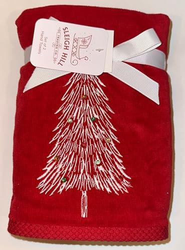 Sleigh Hill Trading Co. Handtücher mit Weihnachtsmotiv und Wintermotiven (Rot – Baum)