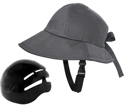 rockible Hutförmiger Helm 58–60 cm, Unisex Fahrradhelm mit Krempe und Winddichtes Sei, Sonnenhut Fahrradhelm Form Verstellbar, Fischerhut Form Helm für Camping Wandern Sport Angeln Freizeit, Grau