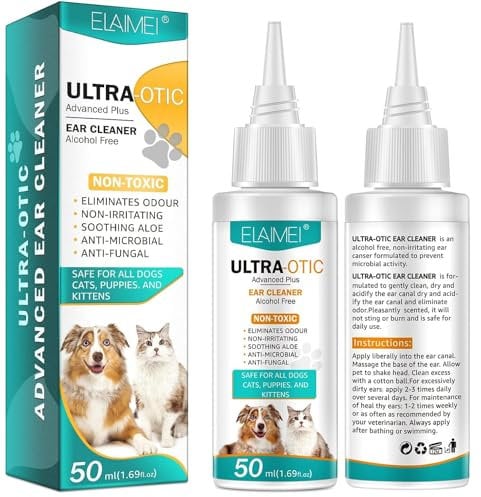 Sanrik Dog Ear Cleaner, Dog Ear Drops for Infection Antibiotics, Non-Toxic, Non Irritating, Anti Fungal Ear Drops for Dogs & Cats, Dog Ear Infection Treatment, Dog Ear Cleaner Solution (1 pack)