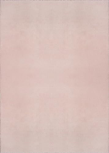 the carpet Relax Weicher, Badezimmerteppich, Bad Set, Badematte, Badvorleger, Anti-Rutsch Unterseite, Waschbar bis 30 Grad, Super Soft, Felloptik Blush, 60 x 110 cm