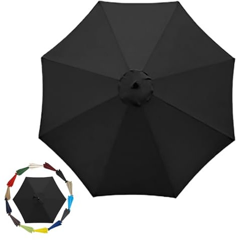 GZDXBF 200cm 270cm 300cm / 6ribs 8 Ribs Replacement Parasol Fabric Cover, Umbrella Cloth Replacement, Garden Parasol Canopy Cover(Color:Black,Size:6 ribs-2.7m(8.8ft))