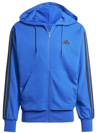 adidas Herren Essential Three Stripes French Terry Fullzip Hoodie Sweatshirt, Team royal Blue/Black, M