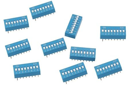 Humanitypd 10 interruptores DIP de 2,54 mm, 8 posiciones, 16 pines, color azul, 8P