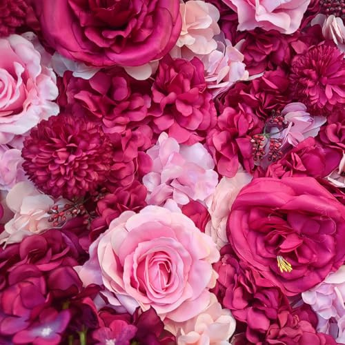 LQSYBHD 60 X 40cm Panneau Mural de Fleurs Artificielles, Fleur Artificielle Panneau Mural Decoratif pour Fête, Simulation de Fleurs de Soie Fond pour Fête, Mariage, Fête De Mariage(Size:2pcs)