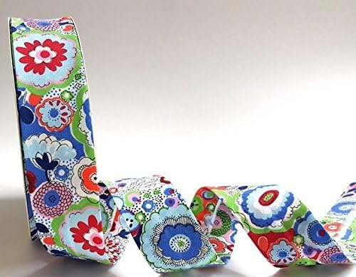 Ribbon Queen Doppelt gefaltetes Schrägband mit Blumenmuster zum Nähen, Nähen, Nähen, Paspeln, Säumen, Quilten, Patchen, Outfits und Basteln, 30 mm (5 m Bloom 30 mm Schrägband)