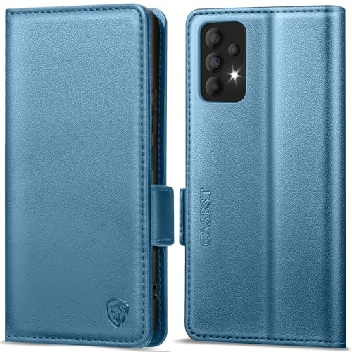 CASBST Handyhülle für Samsung Galaxy A53 5G Hülle, Premium Leder Schutzhülle Klappbar für Samsung A53 Flip Case mit Kartenfach Ständer Magnet Handytasche mit RFID Klapphülle für Galaxy A53 Hellblau