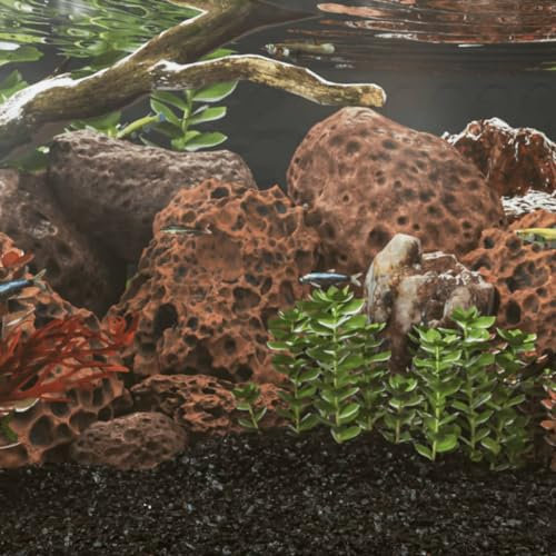 Homgoday Volcanic Rocks 10 kg Red 10-30 cm, Aquarium Decoration Stone,Volcanic Rock Fish Tank Landscaping Rock, Pond Fish Tank Filters, Gas Grills Stones For BBQ, Essential Oil Diffuser Stone Type1