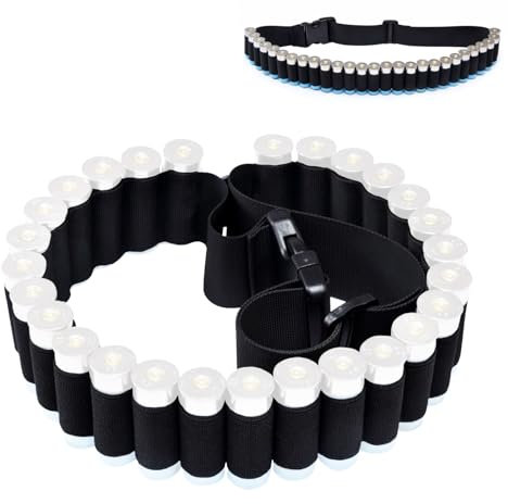 Patronengürtel für Jagd,Schrotflintengürtel,27 Loch Klopfer Gürtel,Patronengurt für 12GA-Schrotpatrone,Verstellbarer Schrotpatronenhalter,Schrotpatronen Bandolier,Nylon Schnaps Shell Gürtel