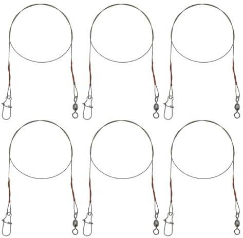 ECSiNG 6Pcs 30cm 18kg Tension Stainless Steel Fishing Wire 7 Strand Line Anti-Bite with Swivels for Pike Predator Lure Fishing Hard and Soft Lures