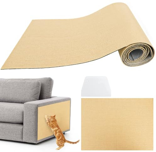 JOLIGAEA Kratzbrett Katze 40×200cm, Kratzmatte Katze Selbstklebend, Kratzschutz Sofa Katze, Kratzbrett Katzen kratzschutz, Katzenkratzmatte, AntiKratz Tape für Möbel Couch Sofa Wand Tür Schutz(Beige)