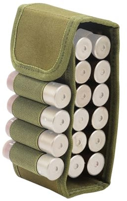 12GA 16-Schuss Schrotflinten Patronentasche Taktische Patronenetui Patronentasche Molle-Schrotpatronentasche Patronenhülsenhalter Tasche Munitionstragetasche für Outdoor-Aktivitäten und Jagd, Grün