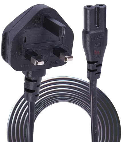 Figure 8 C7 UK Mains Power Cable for Xbox Series X, PS5, and Sky Q, Black, 1.5m