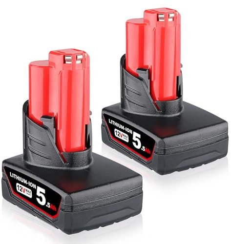 VANTTECH 2 Stück 48-11-2420 12V 5.5Ah Lithium Akku Ersatzakku für Milwaukee Akku 48-11-2410 48-11-2410 48-11-2420 48-11-2411 48-11-2401 48-11-2402 Kompatibel mit Milwaukee 12V Werkzeugakku