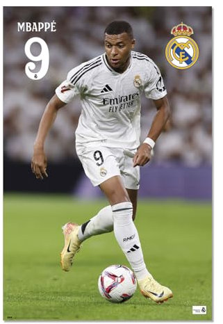 Grupo Erik Poster Real Madrid 2025 Kunstdruck Mbappe Poster - Deko Wohnzimmer oder Deko Schlafzimmer - Deko Zimmer - Größe 61 x 91 - Offizieller Real Madrid Merch