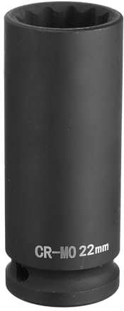 sourcing map Douille à choc profonde à 12 pans - Entraînement 1/2 - 22 mm - En alliage d'acier chromé et molybdène