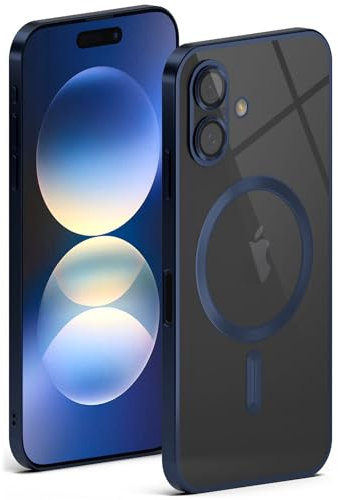 ONEFLOW Aura Case für iPhone 16 Hülle kompatibel mit MagSafe, Handyhülle mit Kameraschutz, Schutzhülle für induktives kabelloses Laden, Silikonhülle Durchsichtig, Blau