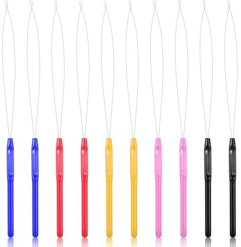 AOZUO 10 agujas de extensión de cabello, nano cuentas, herramienta de gancho para tirar de extensiones de cabello, dispositivo de micro bucle, nano cuentas, enhebrador de extensión de cabello para