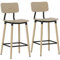 HOMCOM Lot de 2 tabourets de Bar, chaises de Bar, Structure en Acier, Chaise Haute Cuisine avec Dossier, Hauteur réglable et Repose-Pieds, Pieds en Acier, Hauteur du 94 cm, Effet Bois Naturel