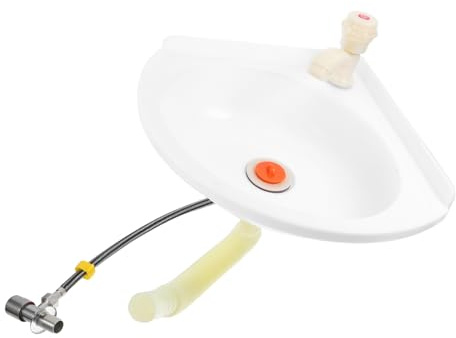 Housoutil Dreieckiges Kunststoff Waschbecken für Wandmontage im Badezimmer Eckwaschbecken mit Einfacher Installation Modernes Design und Platzsparende Form für Gäste Wcs und Kleine Räume