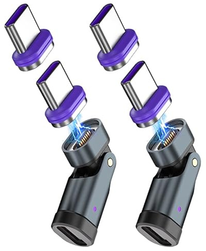 240W USB C Magnet Adapter, 16PIN 180°Drehung Magnetischer Adapter (2 Stück), 48V/5A Typ-C Schnellladung Magnetisches Stecker, Für Phone 16/15/Mac-Book Pro Series, USB-C Laptops und Typ-C Geräte (2)