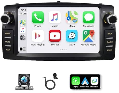 7 Zoll Autoradio für Toyota Corolla E120 2000-2006,Radio mit Wireless Carplay/Android Auto/4+64G/FM/GPS NAV/Bluetooth/AHD Backup Camera