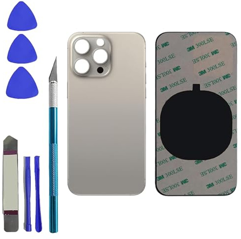 15ProMax Rear Back Glass Replacement for iPhone 15 Pro Max,Natural Titanium | 15 Pro Max Rear Back Glass Replacement for iPhone 15 Pro Max with 15ProMax Rear Back Glass Replacement Repair Tool Kit