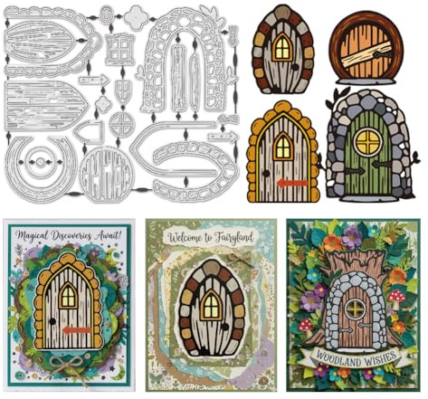 UNICRAFTALE 23 fustelle da taglio a forma di porta fatata per albero per la creazione di biglietti, porta di elfo, goffratura, in acciaio al carbonio, per fai da te, scrapbooking, album, decorazioni