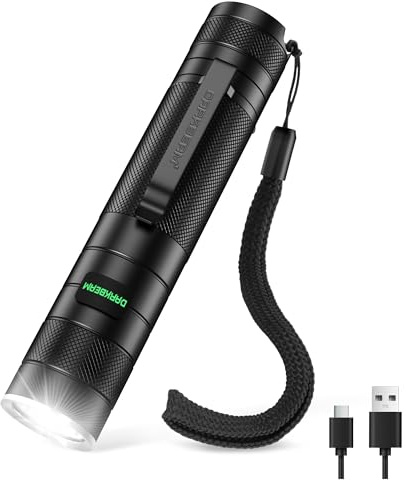 DARKBEAM Torcia LED Professionale Ricaricabile USB, Torce Piccola e Potente