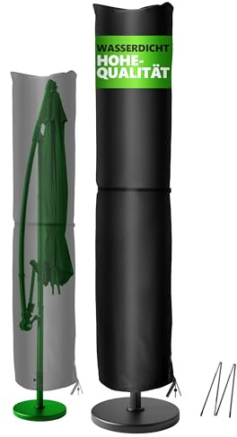 4smile Sonnenschirm Schutzhülle für Schirm Ø 4 m Ø / 3 m x 3 m, Schwarz | Strapazierfähige Ampelschirm Schutzhülle, 420D-Oxford-Stoff, Wasserdicht, UV-beständig, Abdeckung für Garten