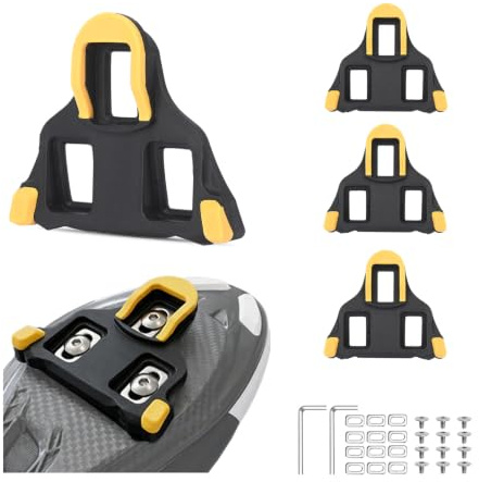 Straßencleats kompatibel mit SPD-SL Pedalen, 4er-Set, Abriebfest | Als Ersatz, rutschfest mit festem Sitz, für 3-Loch Straßenschuhe, 6° Schwenkwinkel, Radrennen & Indoor-Training, unisex